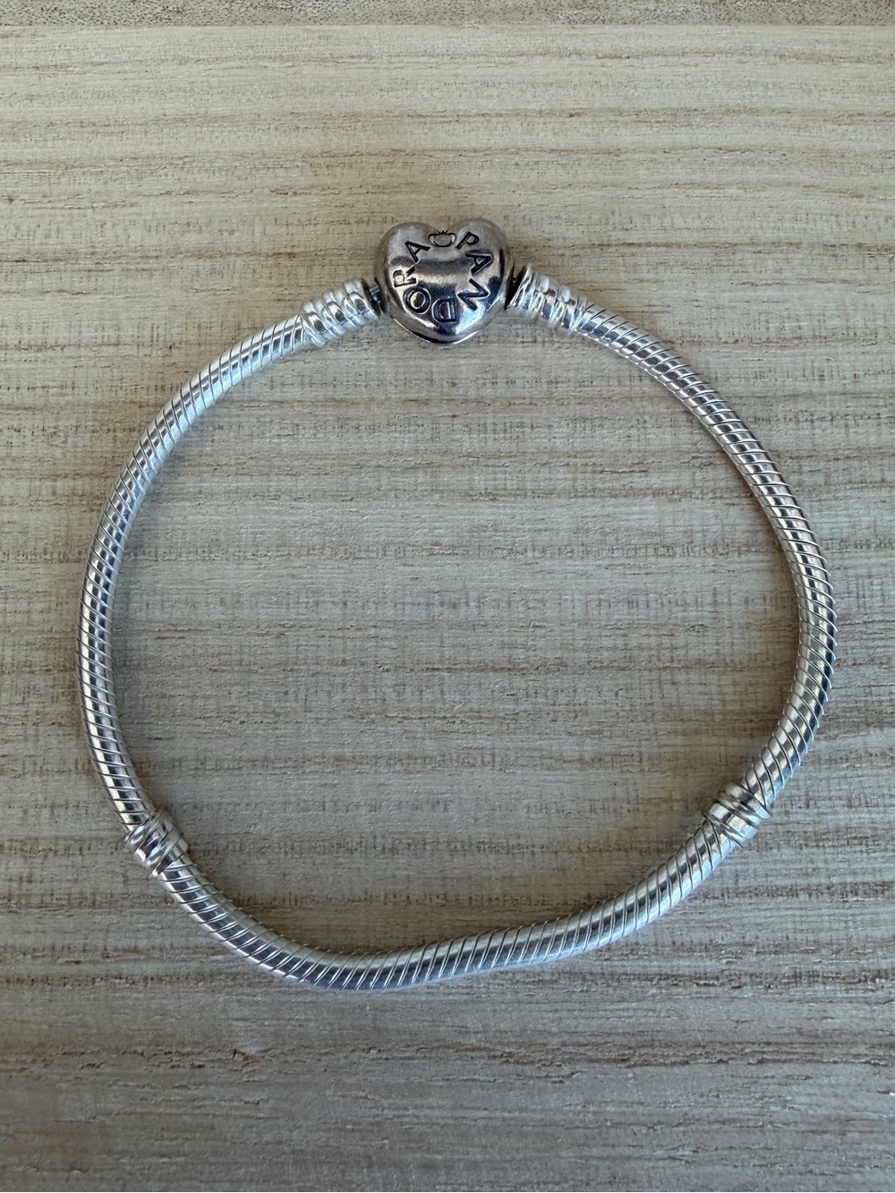 Pandora Sterling Silver Heart Clasp Snake Chain Charm Bracelet S925 ALE